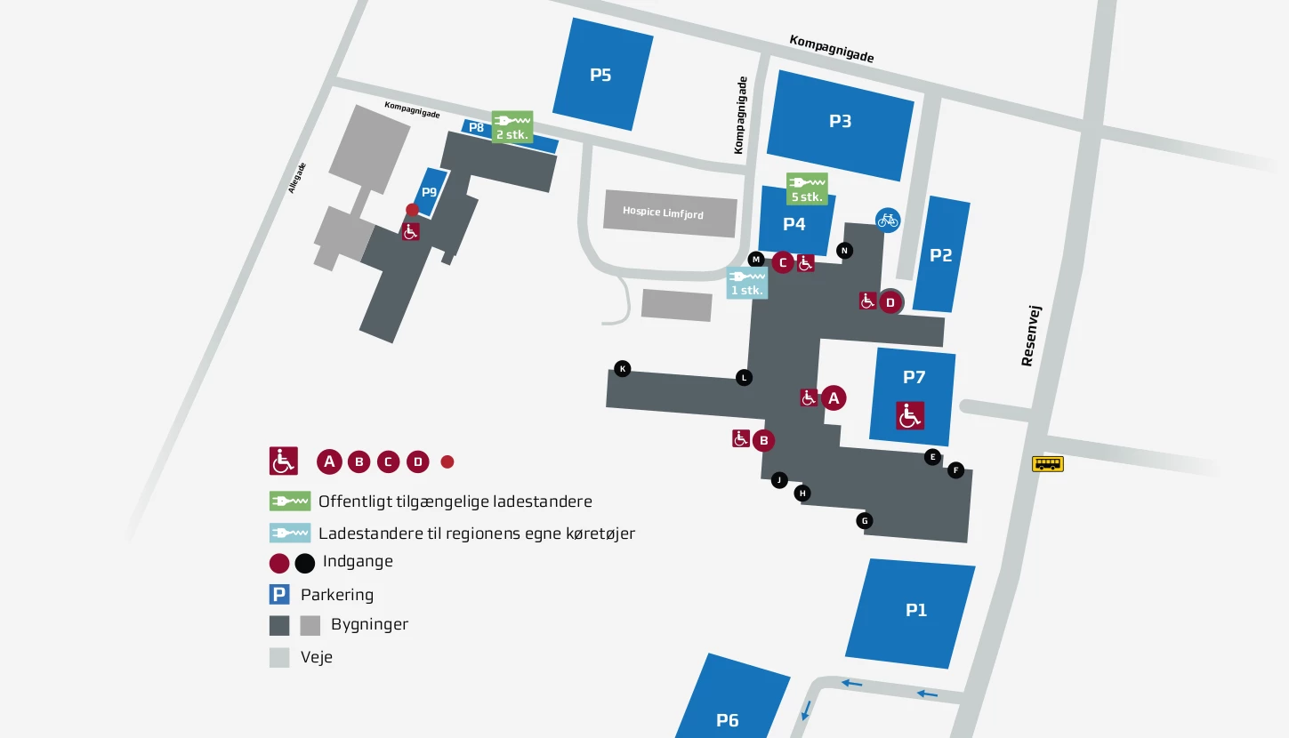 Oversigtskort over Regionshospitalet Skive