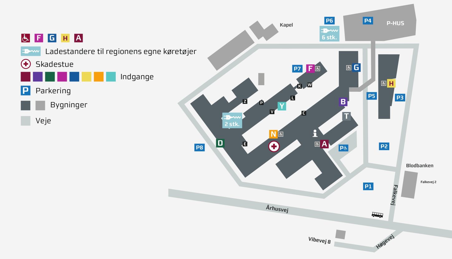 Oversigtskort over Regionshospitalet Silkeborg