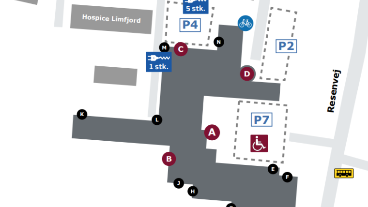 Oversigtskort over Regionshospitalet Skive