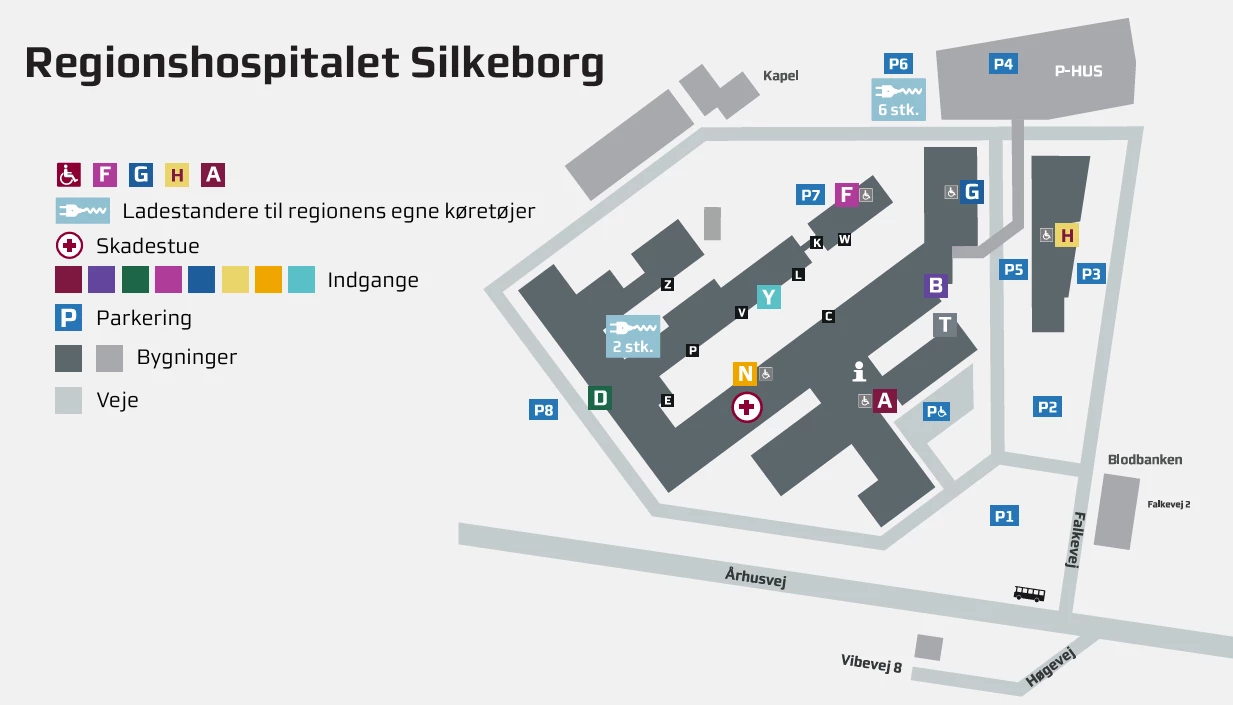 Oversigtskort over Regionshospitalet Silkeborg